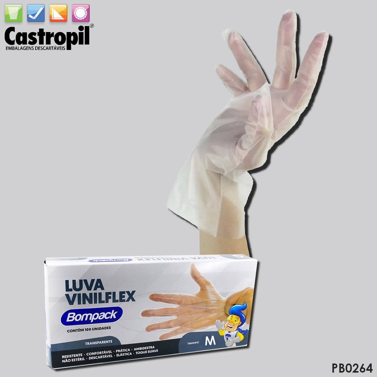 Encontraproduto.com.br - Luva Vinilflex Com 100 Transparente Sem Po M