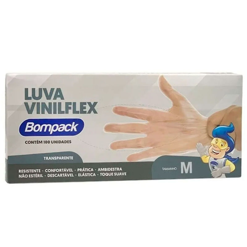 Encontraproduto.com.br - Luva Vinilflex Com 100 Transparente Sem Po M