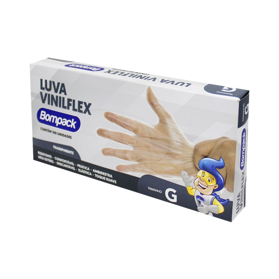 Encontraproduto.com.br - Luva Vinilflex Com 100 Transparente Sem Po G