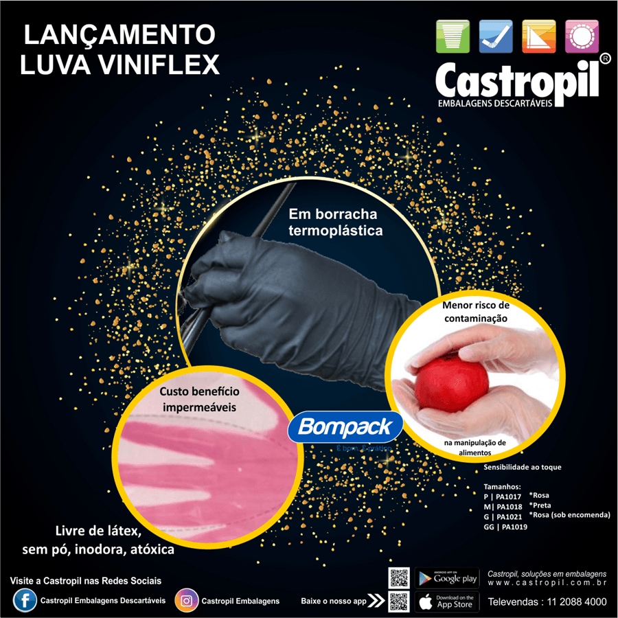 Encontraproduto.com.br - Luva Vinilflex P Sem Pó Preta Com 100 UN - BOMPACK