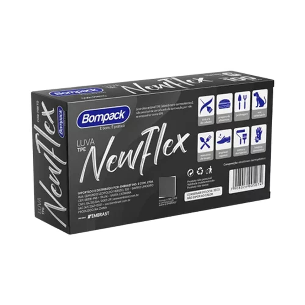Encontraproduto.com.br - Luva Vinilflex G Sem Pó Preta Com 100 UN - BOMPACK
