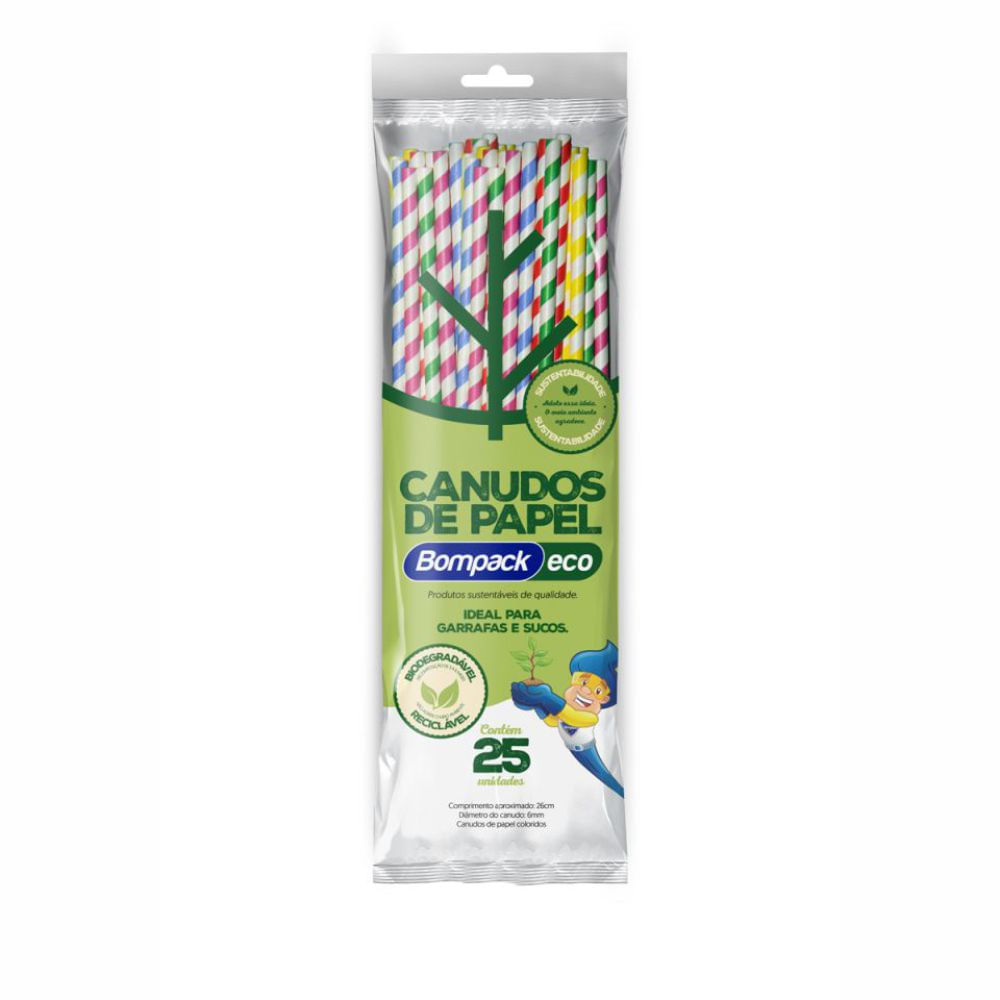 Encontraproduto.com.br - Canudo Papel Bompack Com 25
