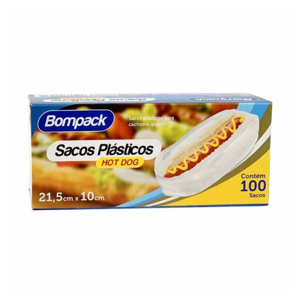 Saco Hot Dog Bompack 21,5X10 Com 100 Unidades
