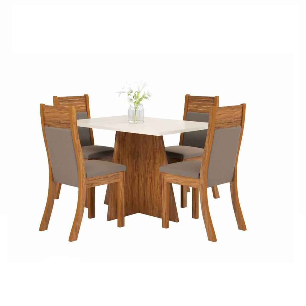 Conjunto Sala de Jantar Mesa Lyra 4 Cadeiras Roma Viero