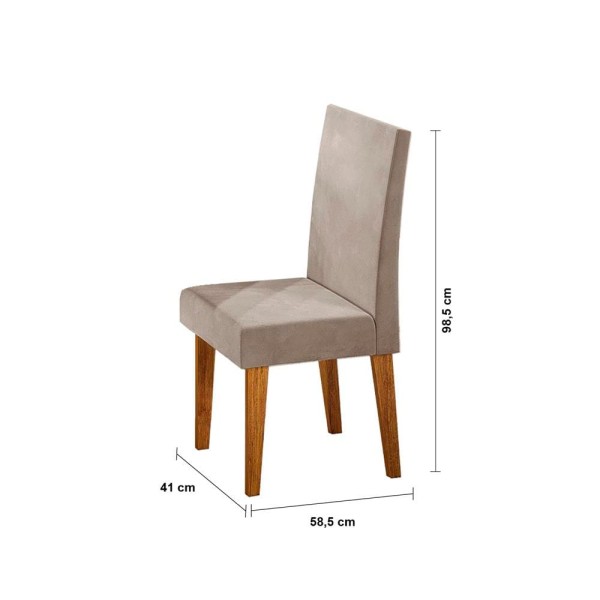 Encontraproduto.com.br - Mesa de Jantar Retangular Viero Milão com 6 Cadeiras Vênus Estofadas e Revestidas Mel, Blonde e Pérola