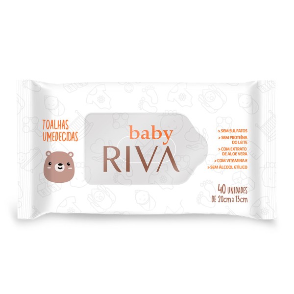 Encontraproduto.com.br - Toalhas Umedecidas Riva Baby Com 40 Unidades