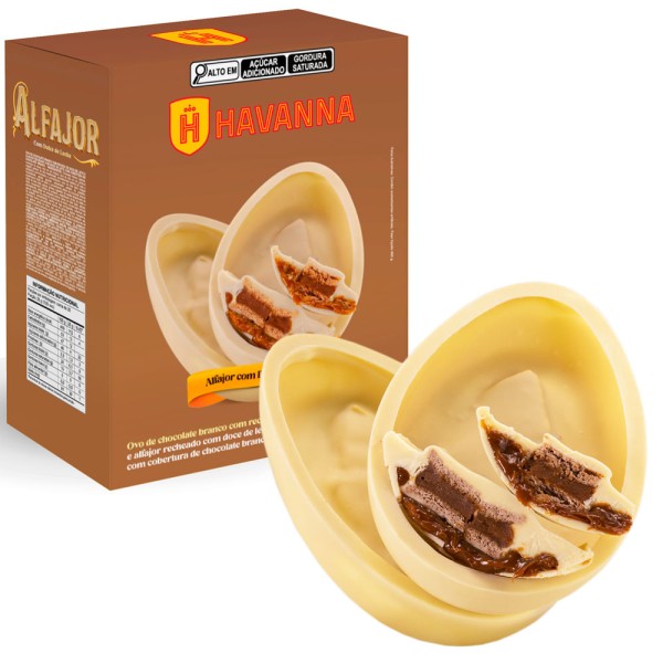 Ovo Páscoa Havanna Chocolate Branco Alfajor Doce Leite 630g