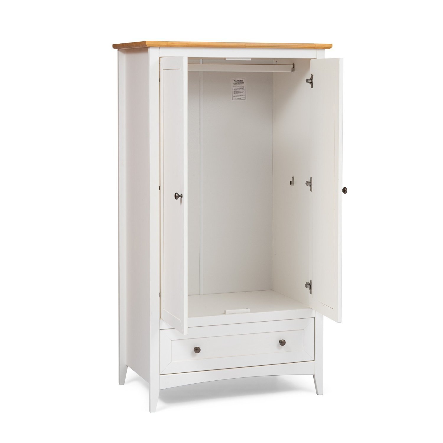 Encontraproduto.com.br - Guarda Roupa 2 Portas e 1 Gavetas em Madeira Maciça Branco Nest Branco/Carvalho