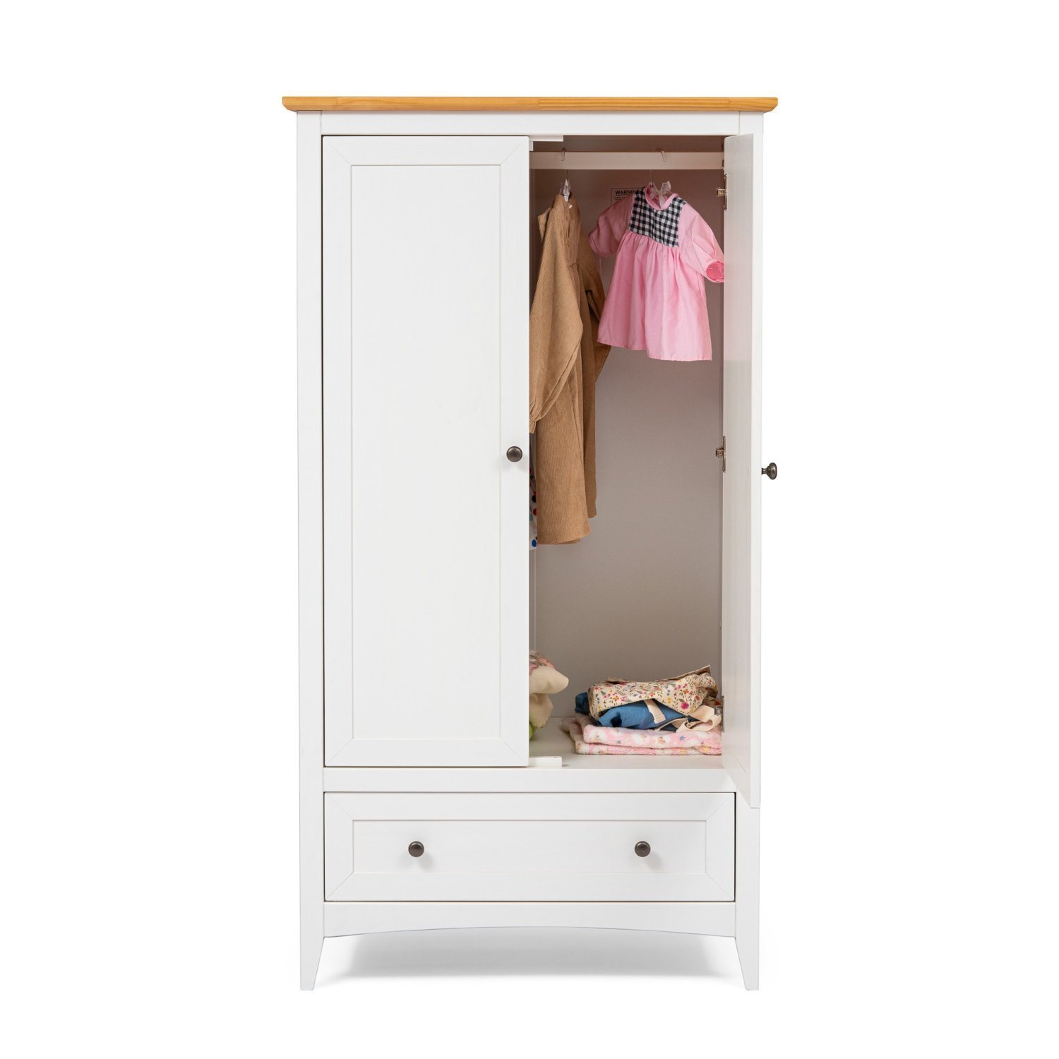 Encontraproduto.com.br - Guarda Roupa 2 Portas e 1 Gavetas em Madeira Maciça Branco Nest Branco/Carvalho