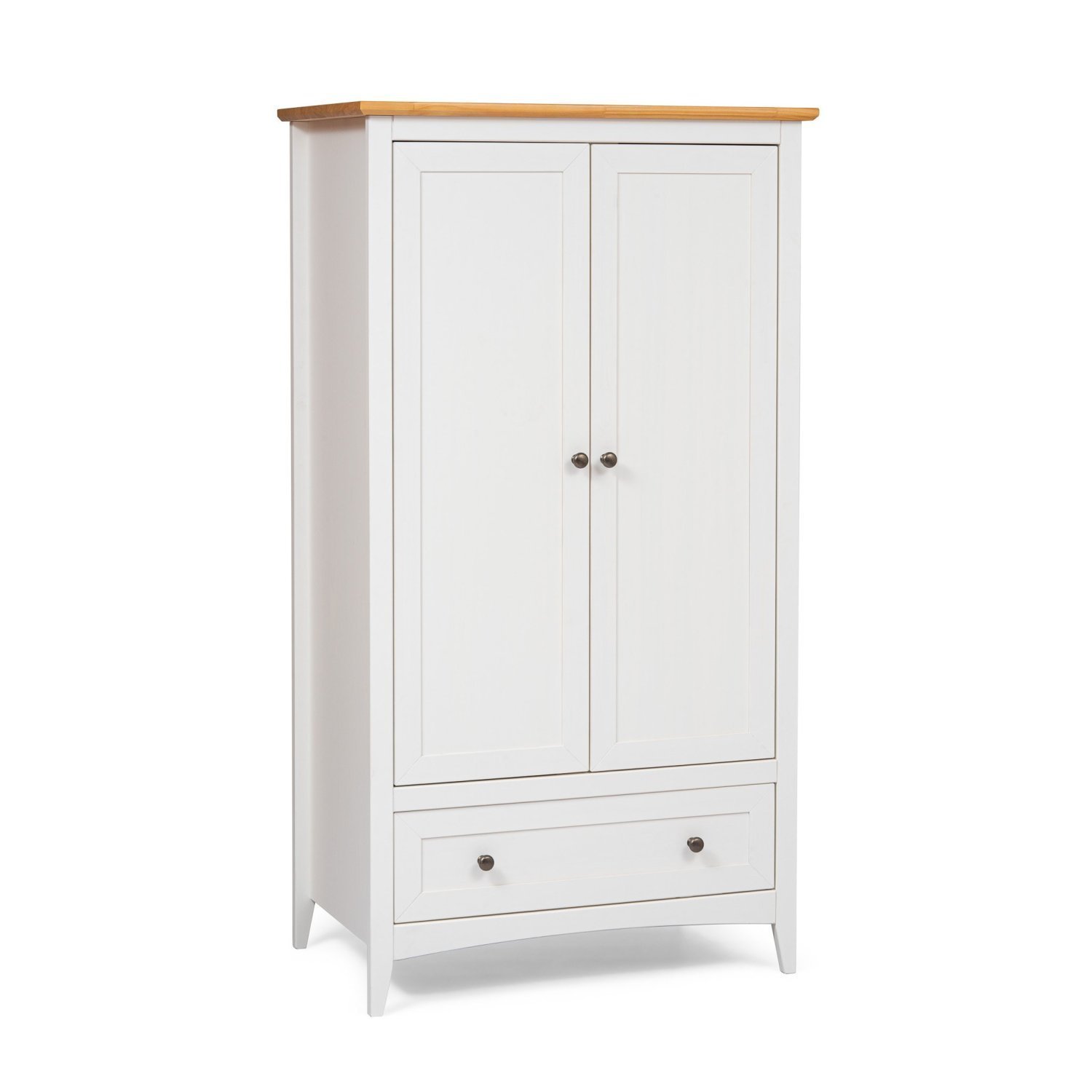 Encontraproduto.com.br - Guarda Roupa 2 Portas e 1 Gavetas em Madeira Maciça Branco Nest Branco/Carvalho