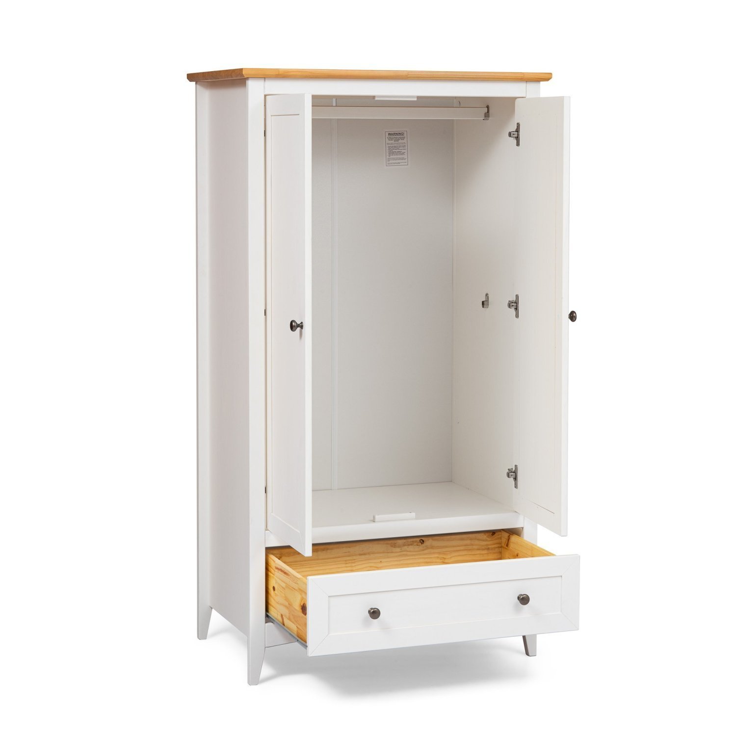 Encontraproduto.com.br - Guarda Roupa 2 Portas e 1 Gavetas em Madeira Maciça Branco Nest Branco/Carvalho