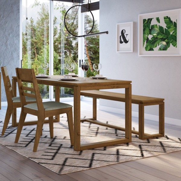 Encontraproduto.com.br - Mesa de Jantar Craft 160cm em Madeira Maciça - Garapa