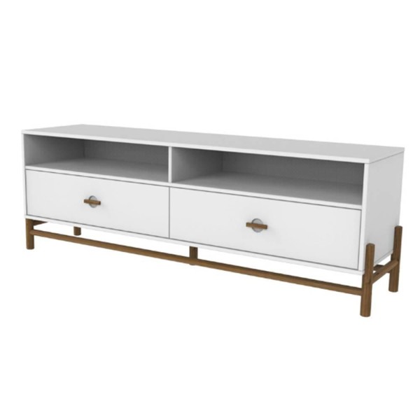 Encontraproduto.com.br - Rack Ocean 2 Gavetas Branco com Garapa 160cm - 65208