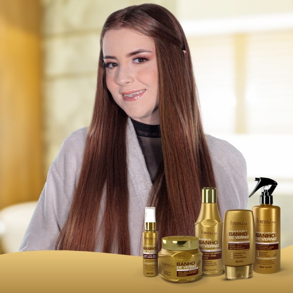 Encontraproduto.com.br - Kit Especial Banho de Verniz Forever Liss com Shampoo 300ml Máscara 250g