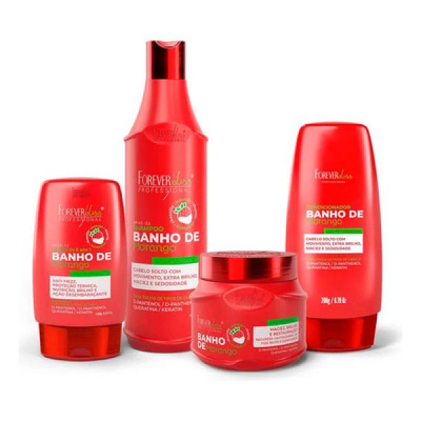 Kit Banho de Verniz Morango Completo Forever Liss