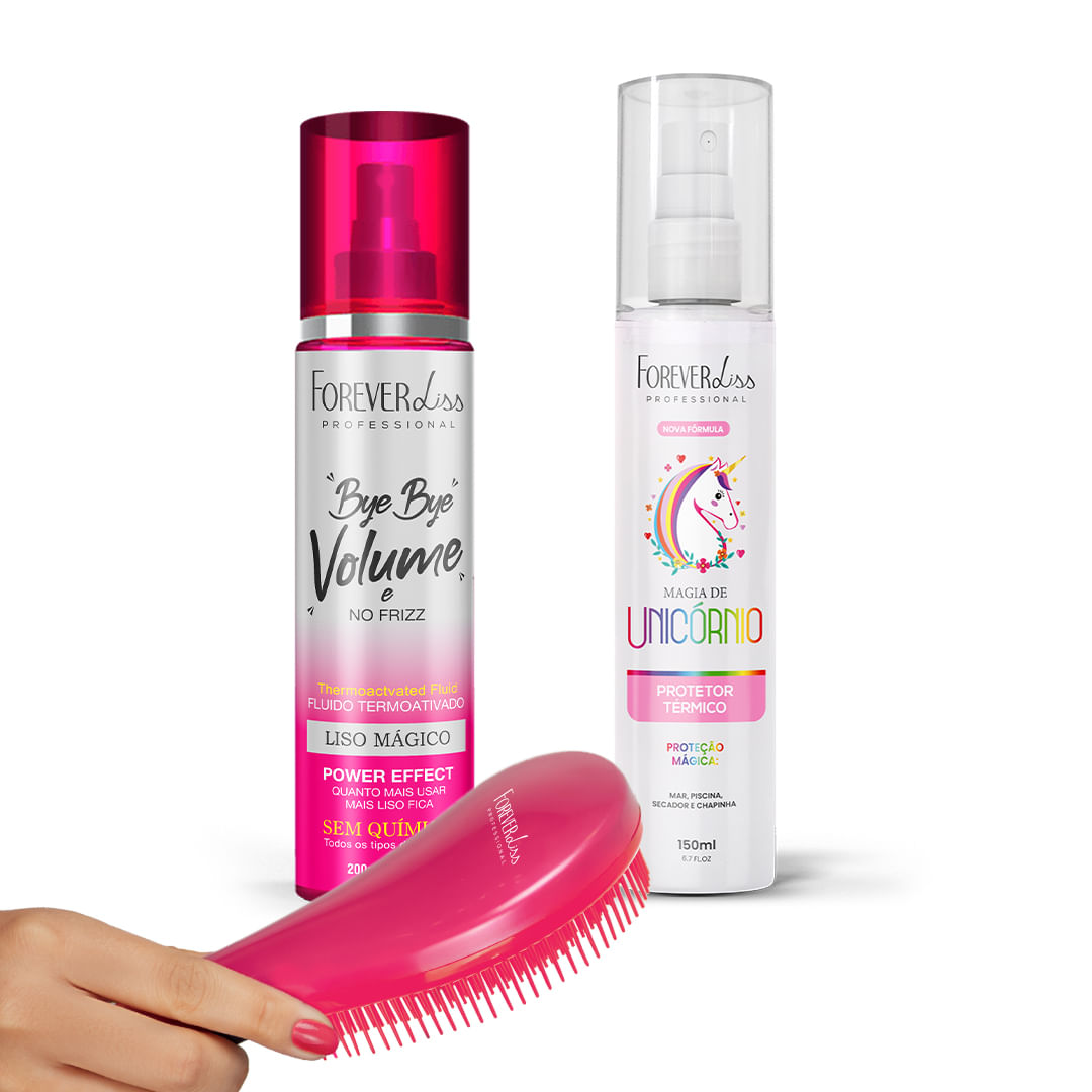 Kit Protetor Térmico com Escova Desembaraçadora Forever Liss