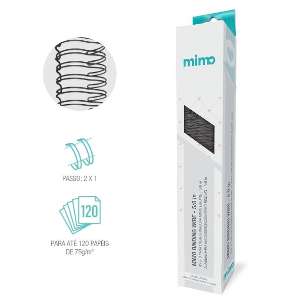 Encontraproduto.com.br - Wire-o para Encadernadora Mimo Binding  - Preto - 5/8 in - 20 Unids