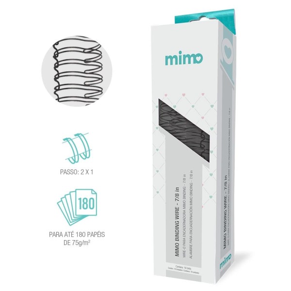 Encontraproduto.com.br - Wire-o para Encadernadora Mimo Binding  - Preto - 7/8 in - 18 Unids