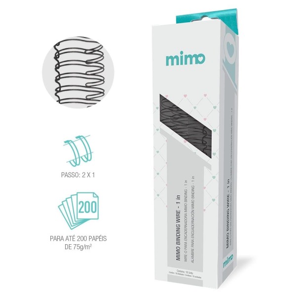 Encontraproduto.com.br - Wire-o para Encadernadora Mimo Binding  - Preto - 1 in - 18 Unids