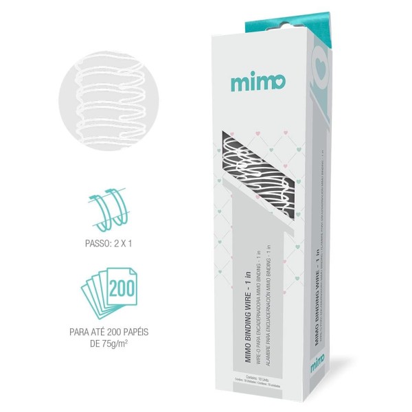 Encontraproduto.com.br - Wire-o para Encadernadora Mimo Binding  - Branco - 1 in - 18 Unids