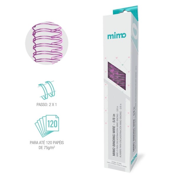 Encontraproduto.com.br - Wire-o para Encadernadora Mimo Binding  - Rosa Bebê - 5/8 in - 20 Unids