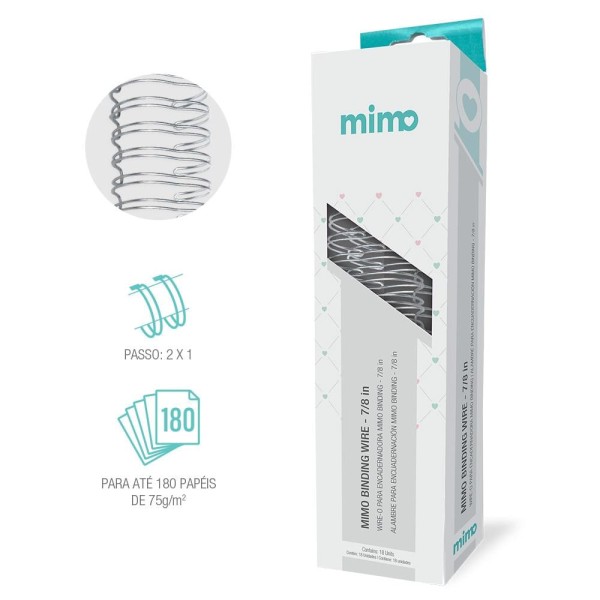Encontraproduto.com.br - Wire-o para Encadernadora Mimo Binding  - Prata - 7/8 in - 18 Unids