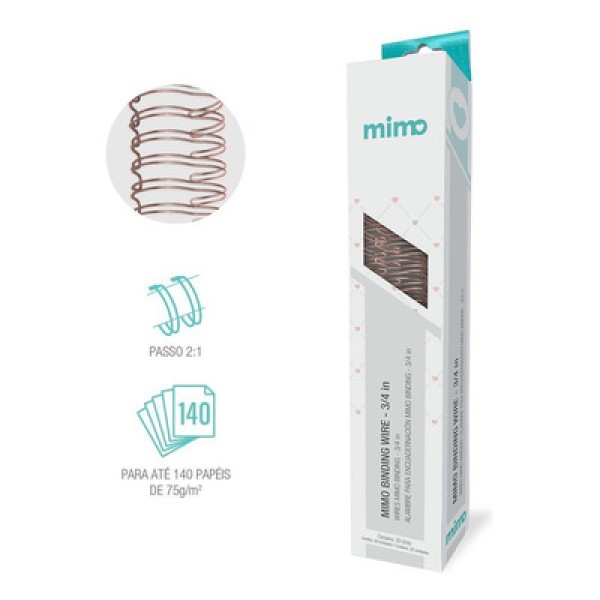Encontraproduto.com.br - Wire-o para Encadernadora Mimo Binding  - Ouro Rosé -3/4 in - 20 Unids