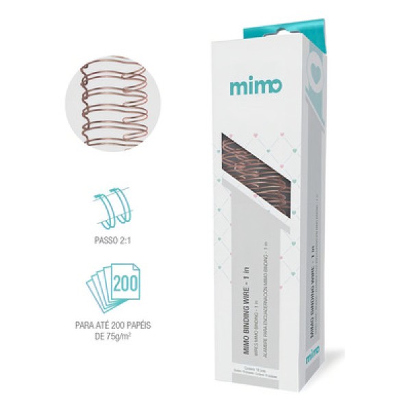 Encontraproduto.com.br - Wire-o para Encadernadora Mimo Binding  - Ouro Rosé -1 in - 18 Unids
