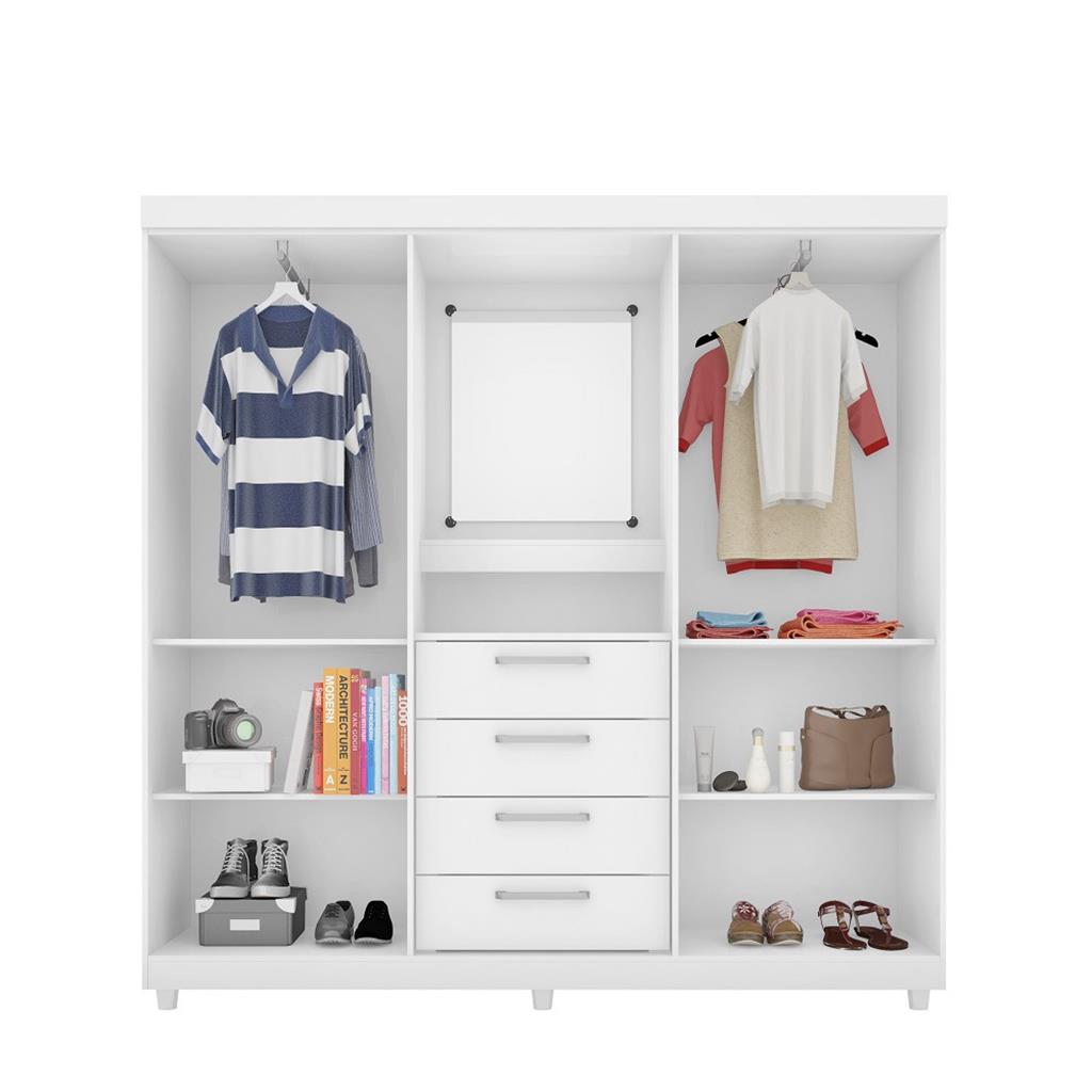 Encontraproduto.com.br - Guarda Roupa com Espelho e Pés 4 Portas 4 Gavetas 2218 Araplac