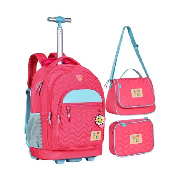 Kit Luluca  Mochila de Rodinha Lancheira e Estojo