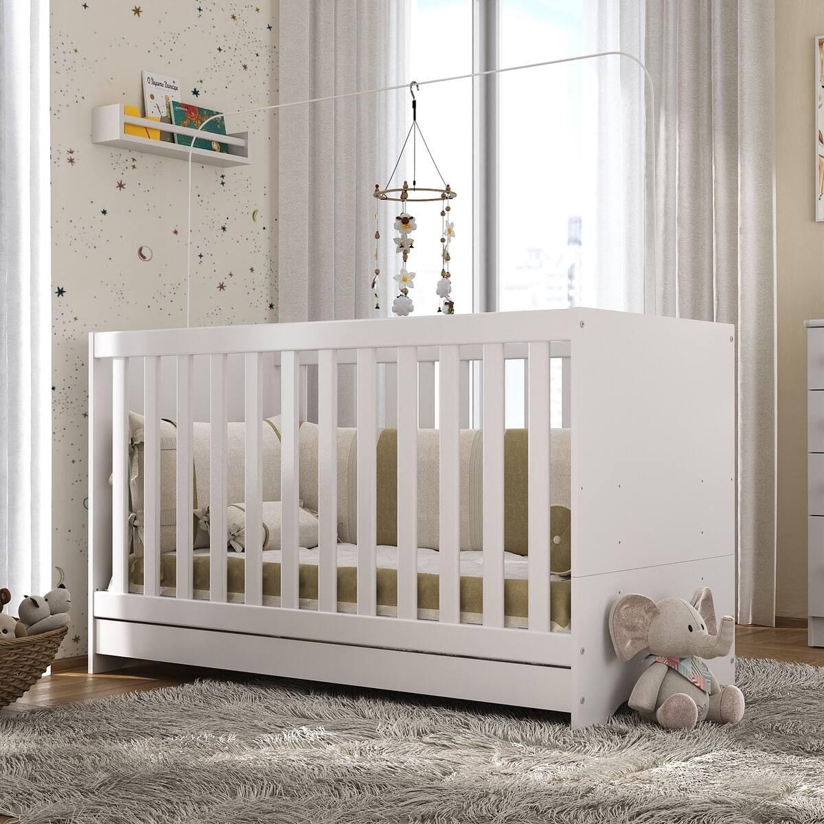 Encontraproduto.com.br - Berço 3 em 1 para Colchão 60 x 130 cm Multimóveis Branco