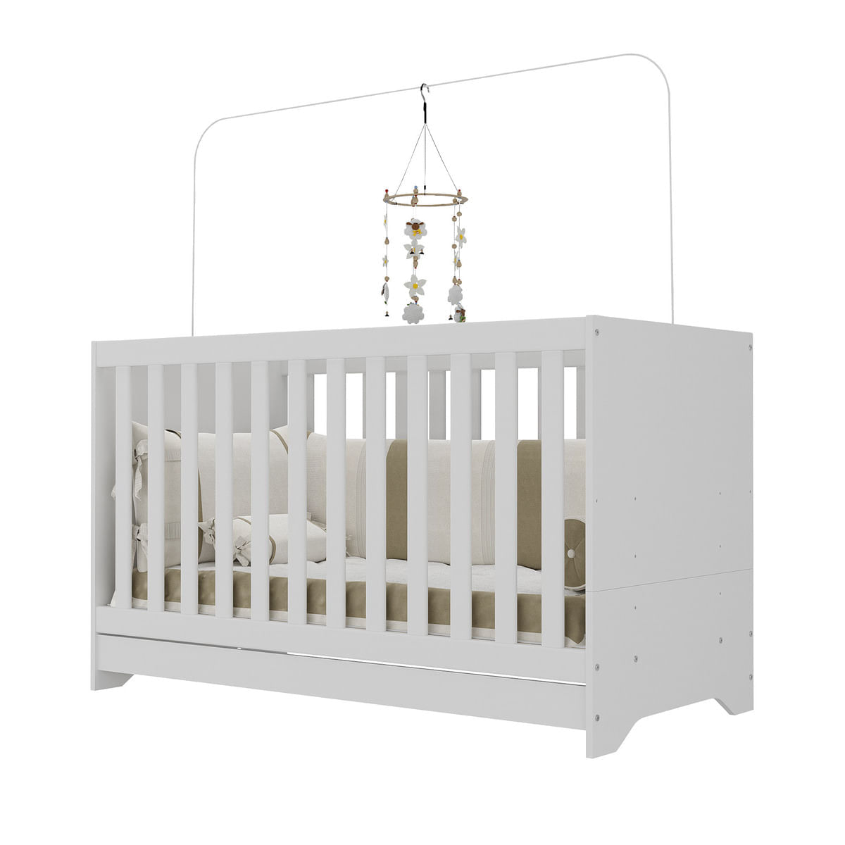 Encontraproduto.com.br - Berço 3 em 1 para Colchão 60 x 130 cm Multimóveis Branco