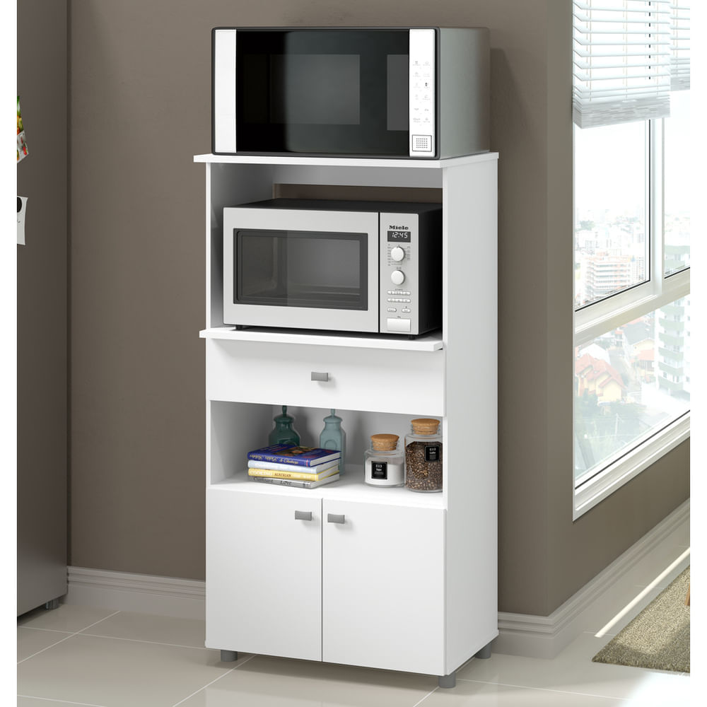 Balcão Multimóveis Multiuso Forno e Microondas Branco REF. 4060G 2 Portas e 1 Gaveta