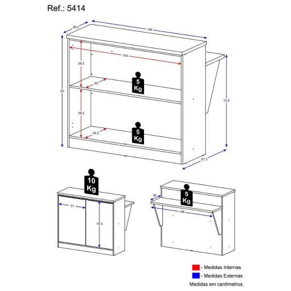 Encontraproduto.com.br - Bancada Balcão/Mesa Cozinha Calábria Multimóveis 5414 Madeirado