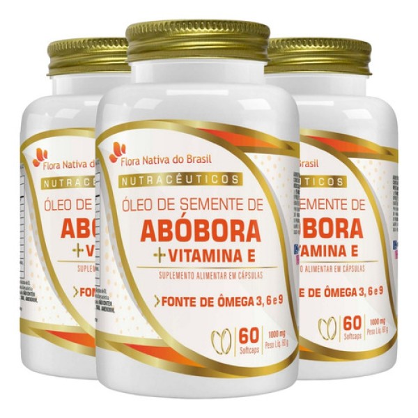 Óleo De Semente De Abobora, + Vitamina E 1000mg, 60 Capsulas