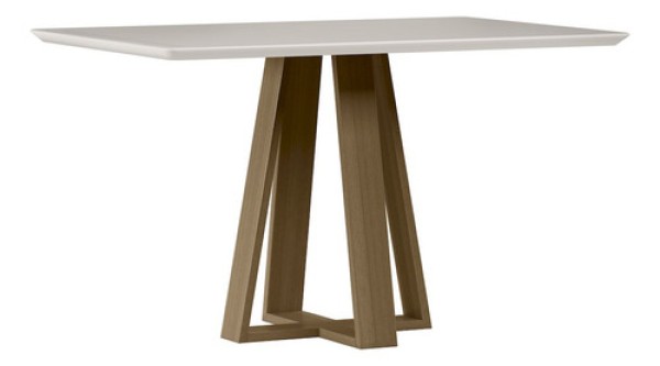 Mesa Jantar Léctus Amêndoa 135x90cm Pés Madeira