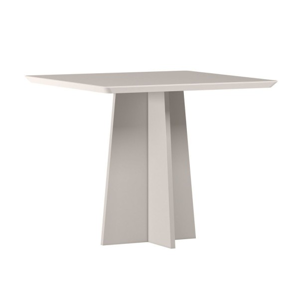 Mesa De Jantar Para 4 Lugares 90cm Tampo Quadrado Com Vidro Anitta Off White