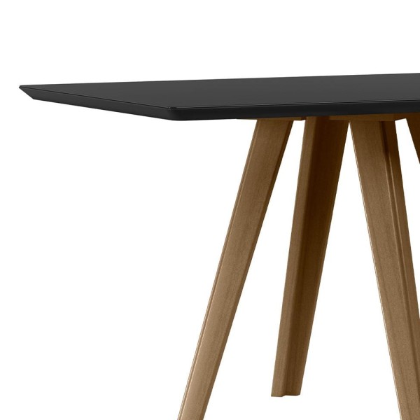 Encontraproduto.com.br - Mesa De Jantar Retangular C-vidro Em Madeira Maciça Mariah 1,35x0,90m Amendoa-preto New Ceval