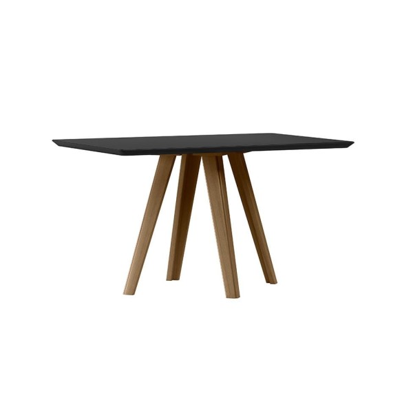 Encontraproduto.com.br - Mesa De Jantar Retangular C-vidro Em Madeira Maciça Mariah 1,35x0,90m Amendoa-preto New Ceval