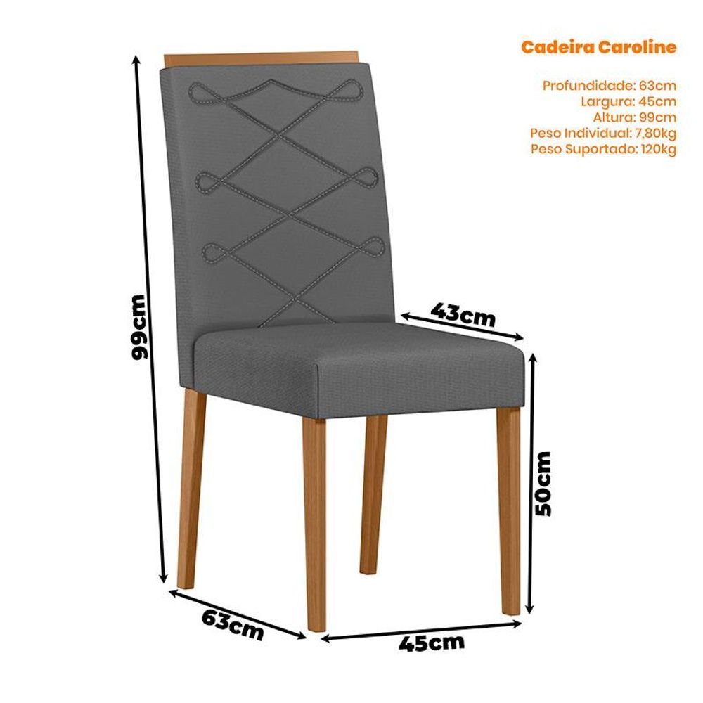 Encontraproduto.com.br - Mesa De Jantar 180cm Bárbara Com Vidro Ype Preto E 8 Cadeiras Caroline Ype Veludo Cinza - New Ceval