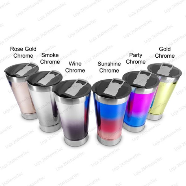 Copo Isotérmico Degradê C/ Abridor 550ml em Aço Inox Golden Rio