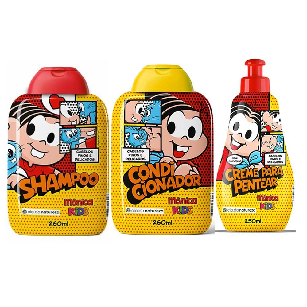 Kit Turma da Mônica Kids Cabelos Finos e Delicados (Shampoo + Condicionador + Creme para Pentear)