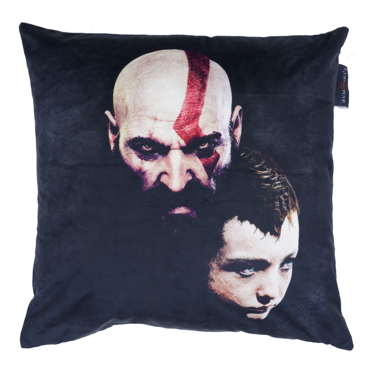Capa Almofada Poliester Kratos And Atreus Face Preto Gow