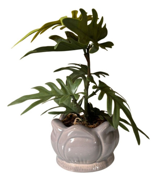 Encontraproduto.com.br - Vaso Cachepot Concreto Golden Geometric Lines Cinza - 14 cm