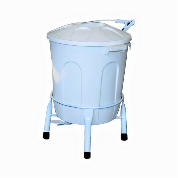 Encontraproduto.com.br - Lixeira Plástica Com Suporte Pedal Em Aço Branca 30L