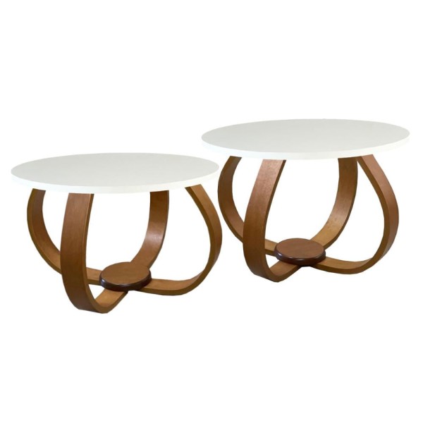Conjunto Mesa de Centro e Lateral Pés Cebola