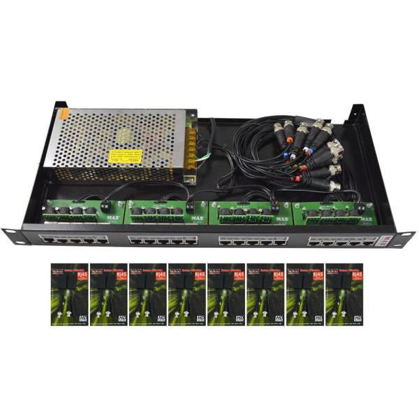 Organizador 19 Combo RJ45 + Balun Power + Fonte 15A - Kit Completo 2590 Max Eletron