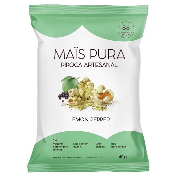 Encontraproduto.com.br - Pipoca Pronta Salgada Artesanal Lemon Pepper Maispura Pacote 40g