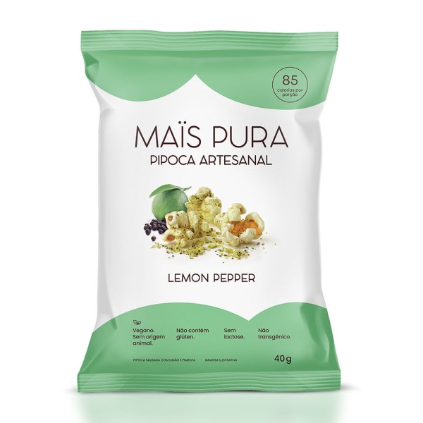 Encontraproduto.com.br - Pipoca Pronta Salgada Artesanal Lemon Pepper Maispura Pacote 40g