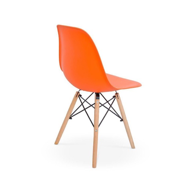 Encontraproduto.com.br - Kit Mesa Eiffel Branca 4 Cadeiras Eames Laranja